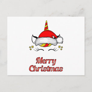 Carte Postale Santa Claus Unicorne Noël Geek drôle idée cadeau