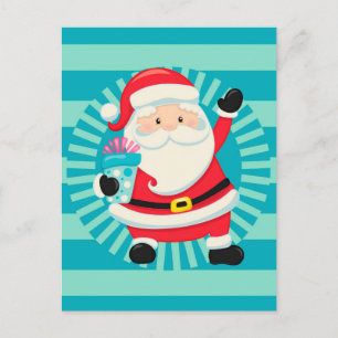 Carte Postale Santa Claus - Vintage Père Noël Blue Aqua - Noël