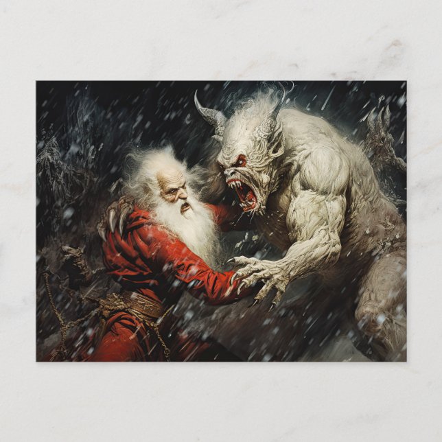 Carte Postale Santa contre Krampus (Devant)