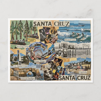 Carte Postale Santa Cruz Collage Vintage – Mémoires Côtiers Art