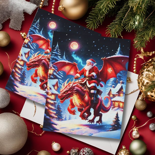 Carte Postale Santa et dragon la veille de Noël (Créateur téléchargé)