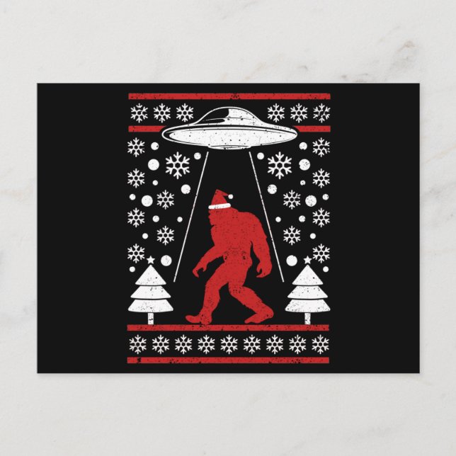 Carte Postale Santa hat Bigfoot Alien Ufo Sasquatch (Devant)