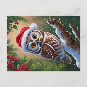 Carte postale Santa Hat Owl