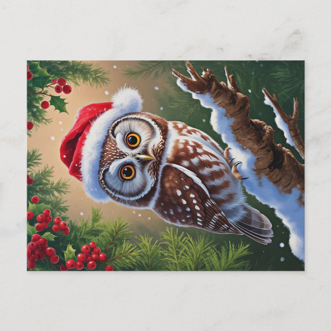 Carte postale Santa Hat Owl (Devant)