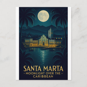 CARTE POSTALE SANTA MARTA — CLAIR DE LUNE SUR LES CARAÏBES