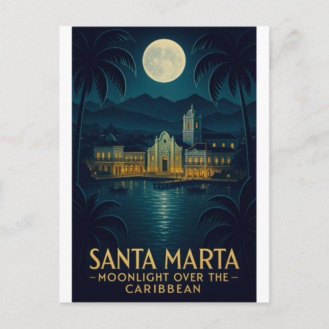 CARTE POSTALE SANTA MARTA — CLAIR DE LUNE SUR LES CARAÏBES (Devant)