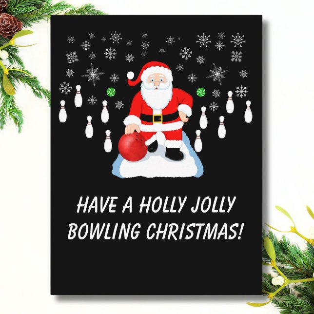 Carte Postale Santa Noël Bowling Amusement Joyeux (Créateur téléchargé)