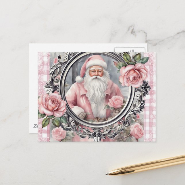 Carte Postale Santa rose vintage adorable (Devant/Arrière en situation)