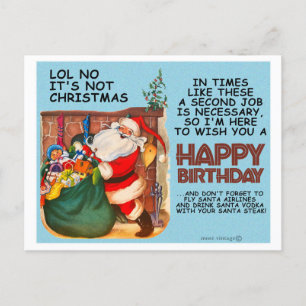 CARTE POSTALE SANTA VOUS SOUHAITE UN JOYEUX ANNIVERSAIRE !