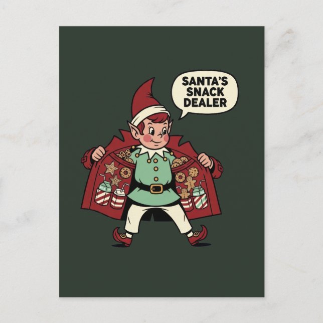 Carte Postale Santa's Snack Dealer Christmas Elf (Devant)
