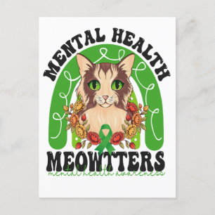 Carte Postale Santé Mentale Meowtters Drôle Kitty Arc-en-ciel Ch