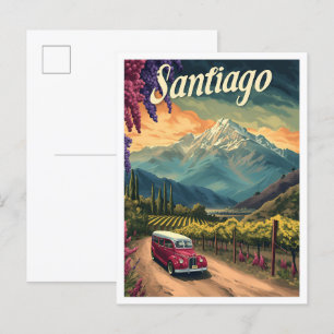 Carte Postale Santiago Chili Illustration de voyage artistique