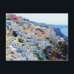 Carte postale Santorin 2<br><div class="desc">Carte postale avec image de l'île grecque de Santorin, Thera classique et officiellement Thira. Santorin est une île du sud de la mer Égée, à environ 200 km au sud-est de la Grèce continentale. C'est la plus grande île d'un petit archipel circulaire du même nom, vestige d'une caldeira volcanique. Voir...</div>