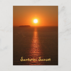 Carte Postale Santorin coucher de soleil avec texte - île grecqu