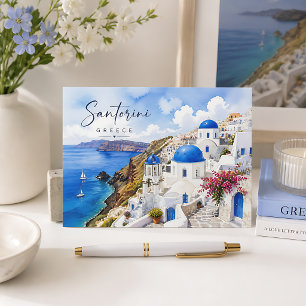 Carte Postale Santorin Grèce Aquarelle