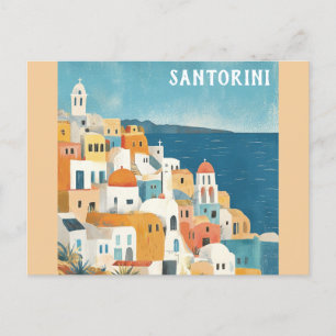 Carte Postale Santorin Grèce Aquarelle grecque Voyage