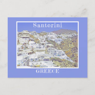 Carte Postale Santorin, Grèce/bâtiments blancs emblématiques
