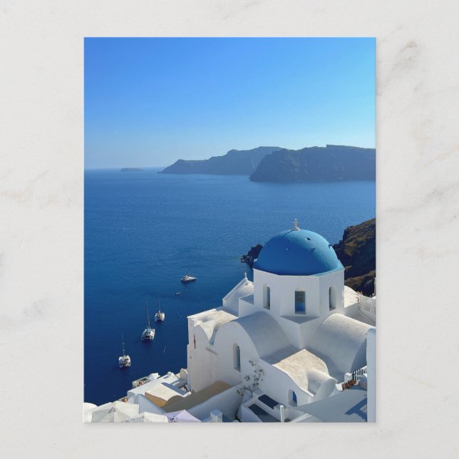 Carte Postale Santorin Grèce Bleu Domed Church photo (Devant)
