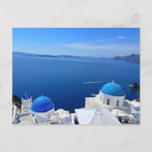 Carte Postale Santorin Grèce Bleu Domed Church photo