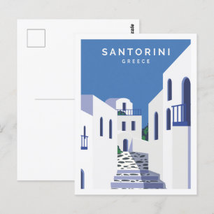 Carte Postale Santorin Grèce Famous Travel Place Illustration