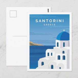 Carte Postale Santorin Grèce Famous Travel Place Illustration