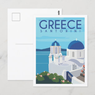 Carte Postale Santorin Grèce Famous Travel Place Illustration