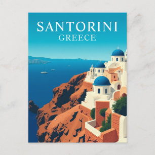 Carte Postale Santorin, Grèce Maisons Blanches Voyage Vintage