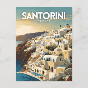 Carte Postale Santorin Grèce Nostalgale Retro Travel Art