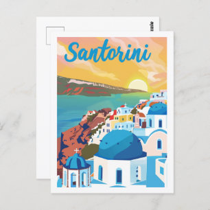 Carte Postale Santorin Grèce Vintage célèbre Travel Place