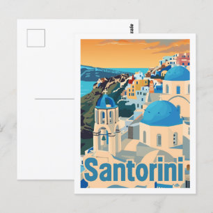 Carte Postale Santorin Grèce Vintage célèbre Travel Place