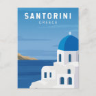 Carte Postale Santorin Grèce Vintage rétro