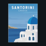 Carte Postale Santorin Grèce Vintage rétro<br><div class="desc">Design de voyage rétro Santorin. Santorin est immédiatement reconnaissable à ses bâtiments blanchis à la chaux en forme de cube ornés d'accents bleus,  de falaises escarpées et de couchers de soleil de mandarine qui illuminent le ciel et la mer.</div>