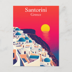 Carte Postale Santorin, Grèce Voyage Vintage Coucher de soleil