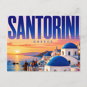Carte Postale 🌊 Santorin Moderne Île Skyline Style 🌊