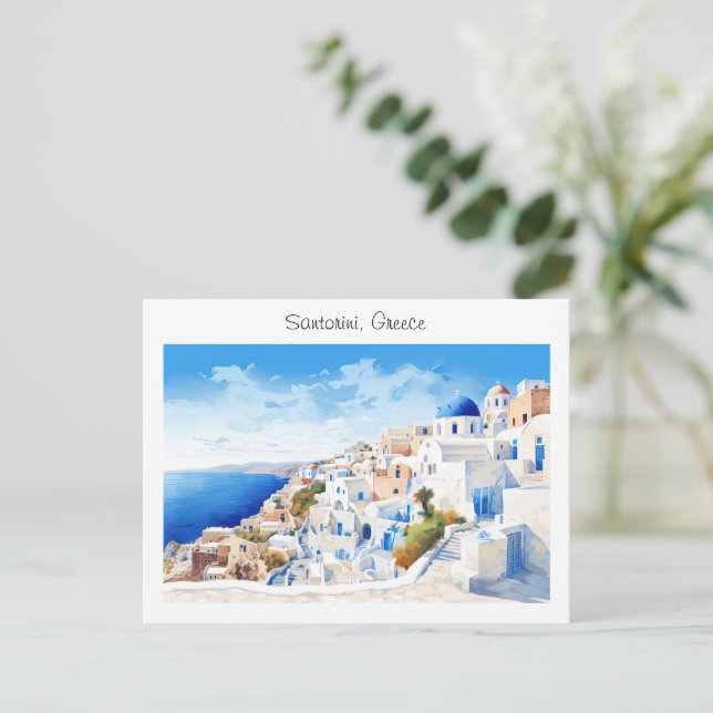 Carte Postale Santorin peint en Grèce (Debout devant)