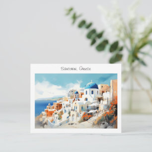 Carte Postale Santorin peinte en Grèce