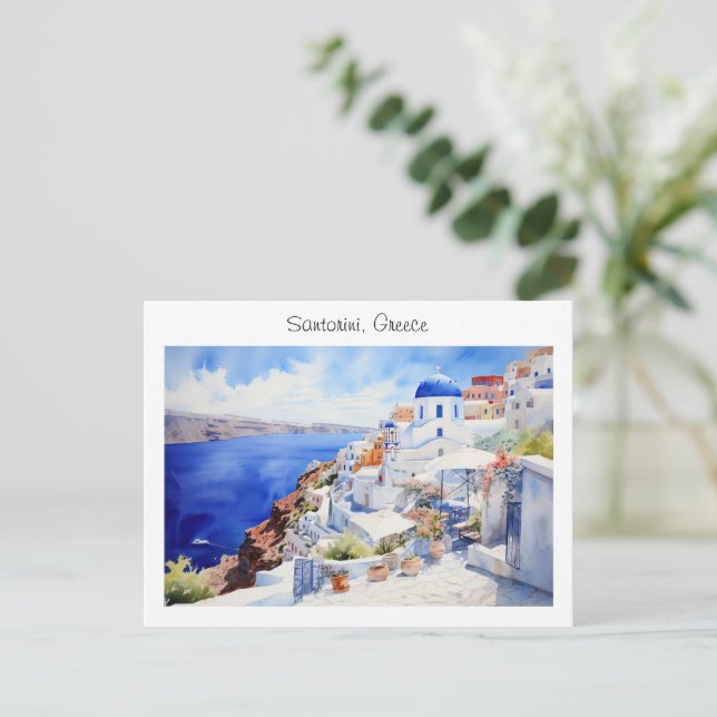 Carte Postale Santorin peinte en Grèce (Debout devant)
