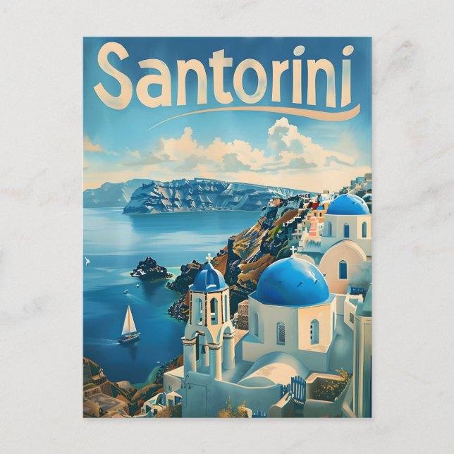 Carte Postale Santorin Vintage (Devant)