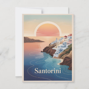 Carte Postale Santorin vintage minimaliste