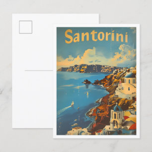 Carte Postale Santorini Grèce Classic Art Retro Vintage voyage