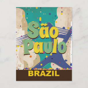 Carte Postale São Paulo Brésil Affiche de voyage vintage