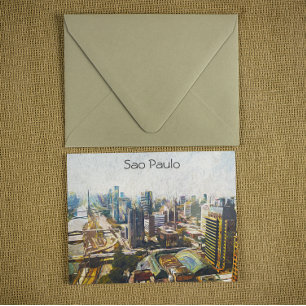 Carte Postale Sao Paulo Brésil Cityscape Peinture