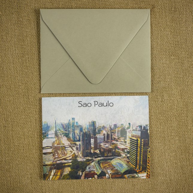 Carte Postale Sao Paulo Brésil Cityscape Peinture (sao paulo brazil panorama view postcard)