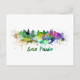 Carte Postale Sao Paulo skyline in watercolor