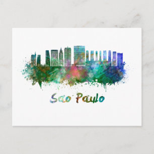 Carte Postale Sao Paulo skyline in watercolor