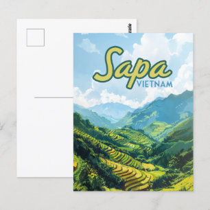 Carte Postale Sapa Vietnam Asie Rice Terrasses Vintage voyage