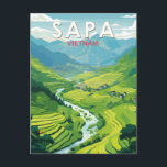 Carte Postale Sapa Vietnam Travel Art Vintage<br><div class="desc">Conception de déplacement vectoriel rétro Sapa. Sa Pa est une ville située dans les monts Hoàng Liên Son,  dans le nord-ouest du Vietnam.</div>