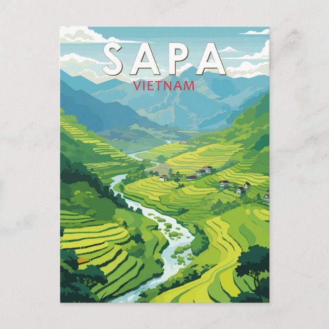 Carte Postale Sapa Vietnam Travel Art Vintage (Devant)