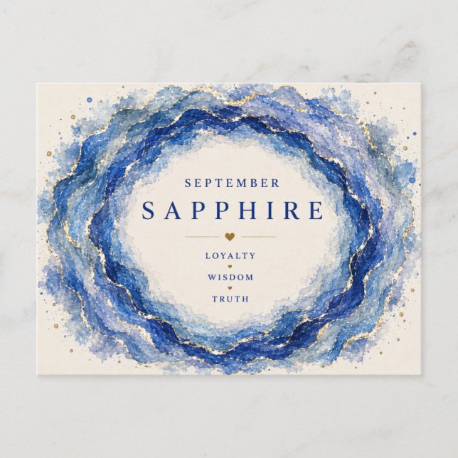 Carte Postale Saphir Pierre de Naissance de Septembre (Devant)