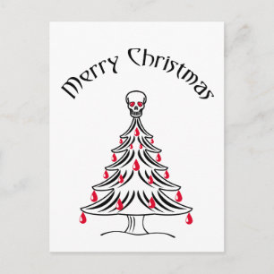 Carte Postale sapin de Noël avec crâne